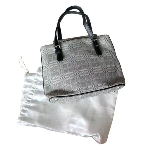 Burberry  Gray Nova Check Satchel/ Tote with Black Leather Buckled Handles - Picture 5 of 16